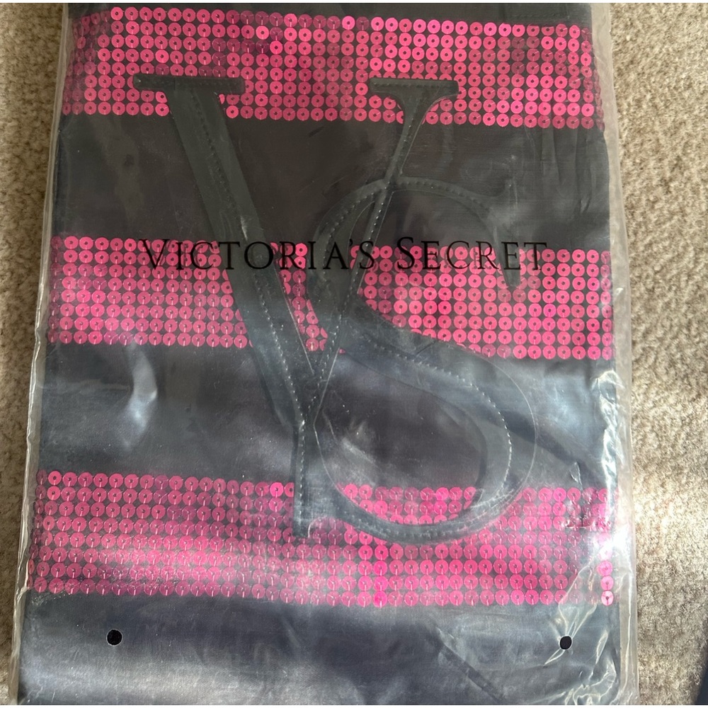 Victoria secret large tote. New with zipper    sequined front and back